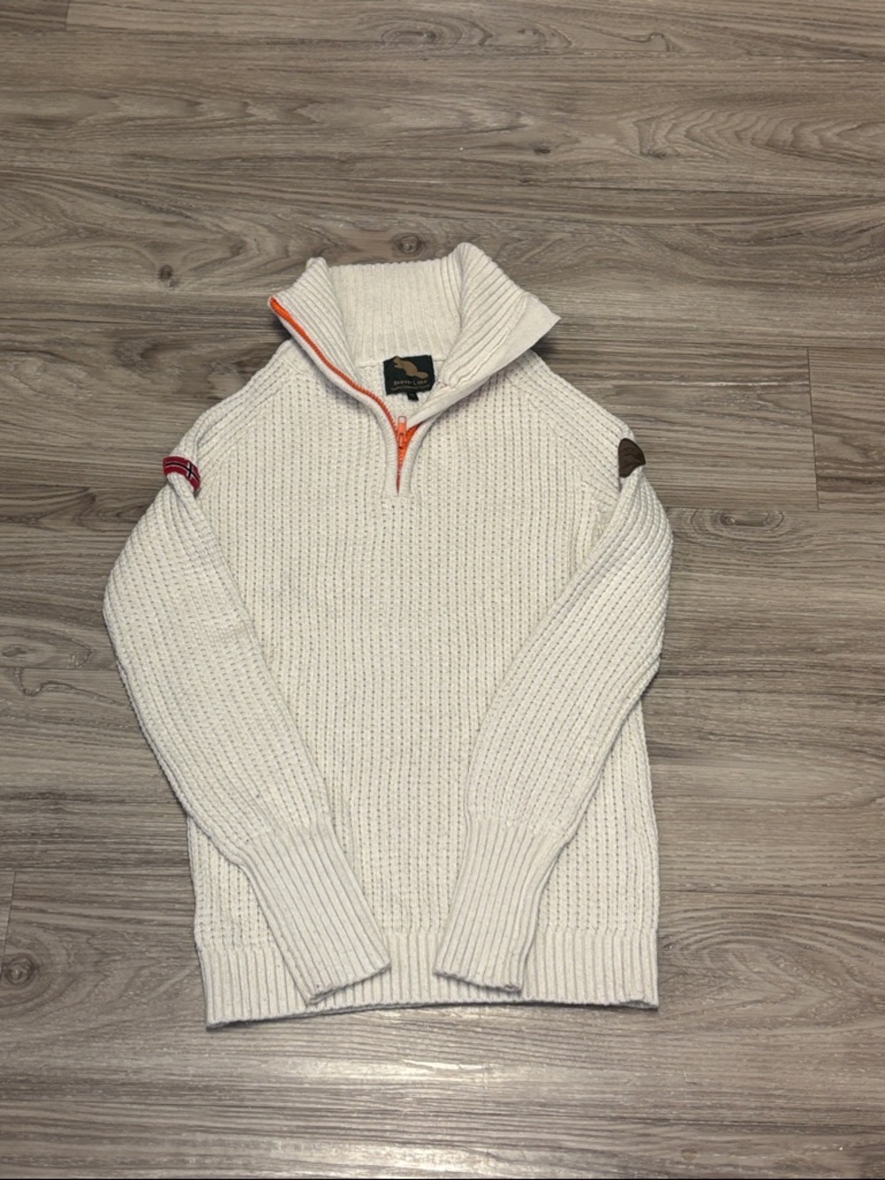 Women's Cream Half-Zip Ribbed Sweater with Contrast Trim